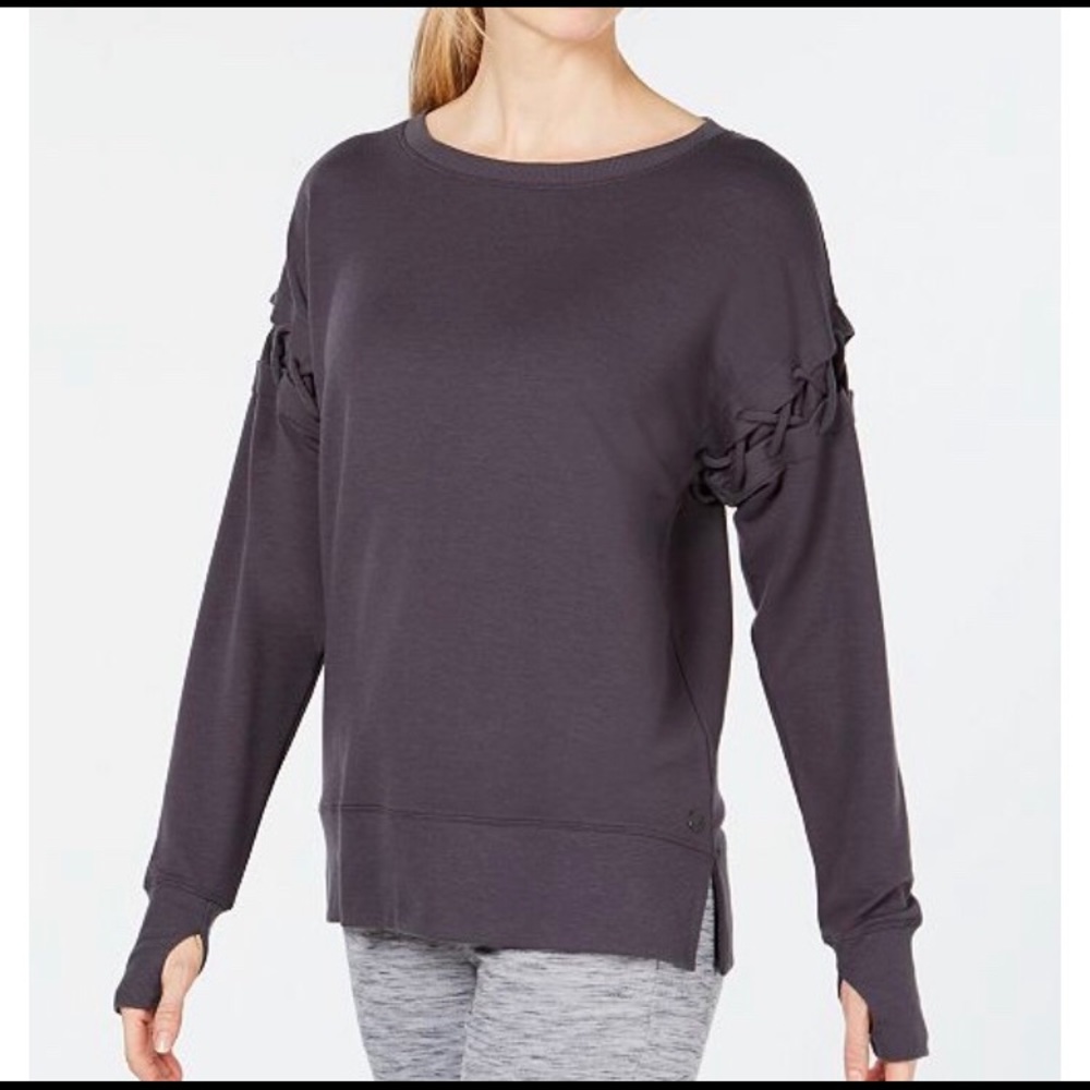 Ideology grey sweatshirt with cross cross detail